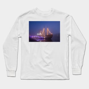 Sailing ship in the fog on the Schlachte, Bremen Long Sleeve T-Shirt